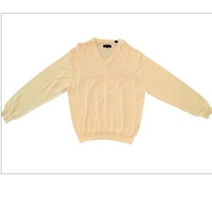 Bobby Jones 100% Merino Wool Yellow V-Neck Golf Sweater Size Large MSRP $225